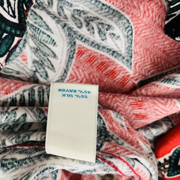 Caribbean Hawaiian Shirt Mens XL Short Sleeve Red Silk Blend Beach Cruise Vacay - Picture 9 of 12